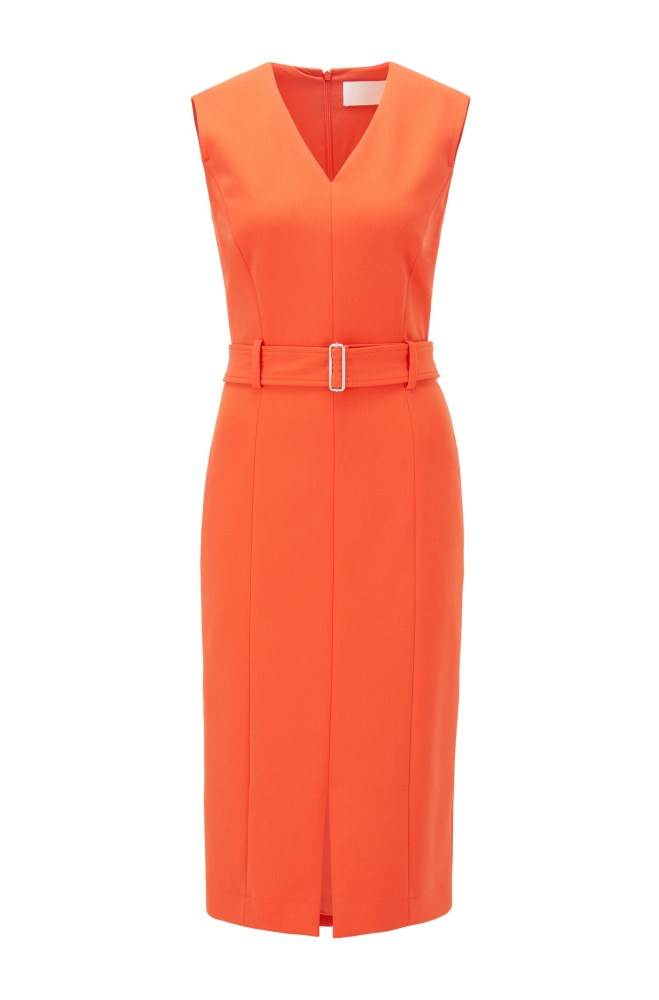 Hugo Boss Midi-length dress Oransje | XdPH1LGu