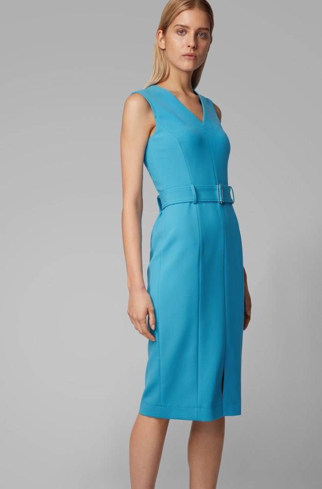 Hugo Boss Midi-length dress Turkis | IHhml3mz