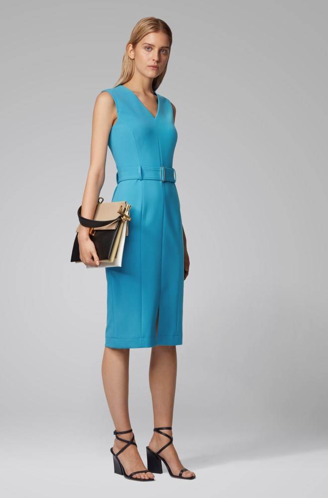 Hugo Boss Midi-length dress Turkis | IHhml3mz