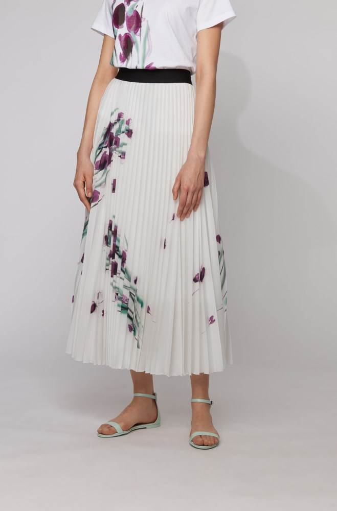 Hugo Boss Midi-length plissé skirt Patterned | UZzNPZyF