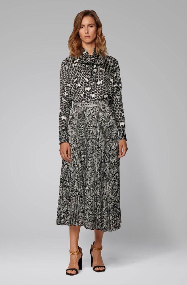 Hugo Boss Midi-length plissé skirt Patterned | h2c7T0iU