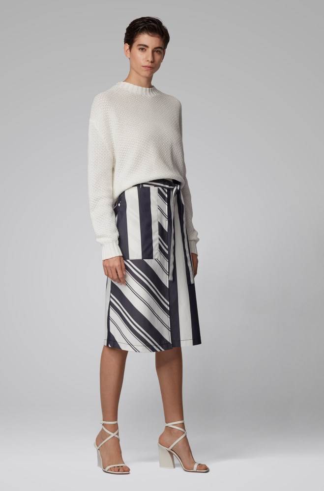 Hugo Boss Mixed-stripe midi skirt Patterned | W5x6Re7a