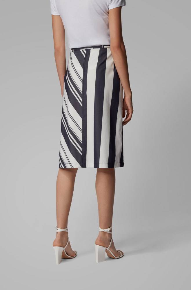 Hugo Boss Mixed-stripe midi skirt Patterned | W5x6Re7a