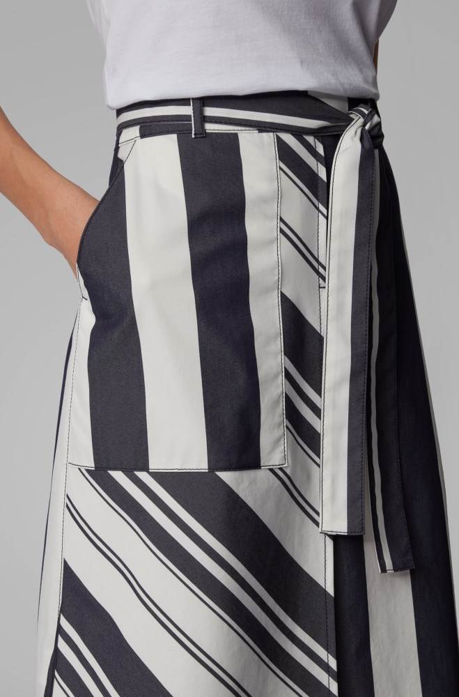 Hugo Boss Mixed-stripe midi skirt Patterned | W5x6Re7a