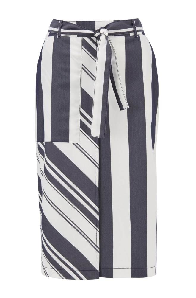 Hugo Boss Mixed-stripe midi skirt Patterned | W5x6Re7a