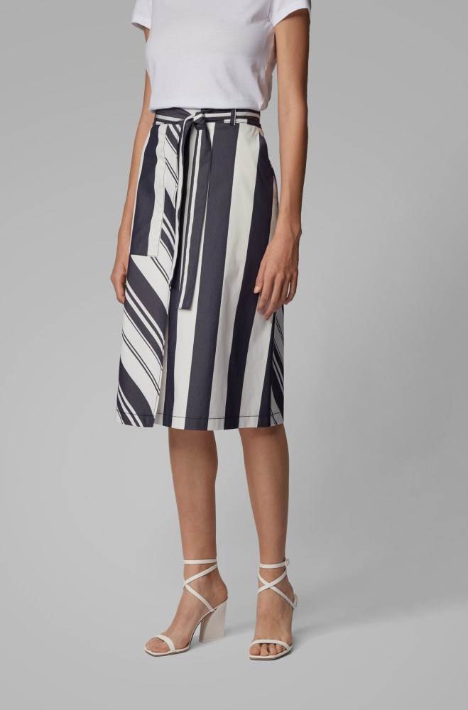 Hugo Boss Mixed-stripe midi skirt Patterned | W5x6Re7a