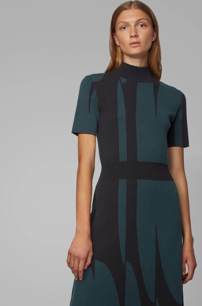 Hugo Boss Mock-neck knitted dress Patterned | JwhejcTZ