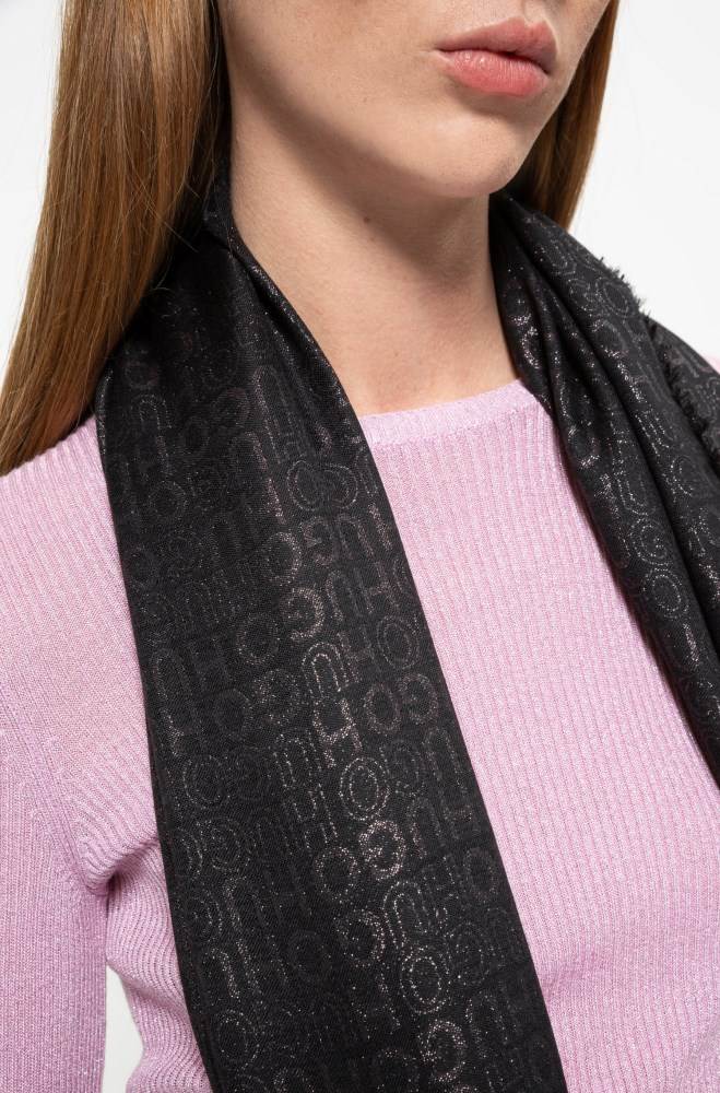 Hugo Boss Modal-blend scarf Svarte | bfzJhMgK