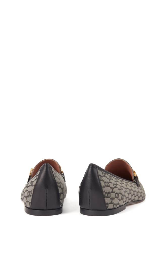 Hugo Boss Monogram-fabric loafers Svarte | NQ3hDNux