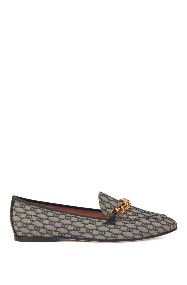 Hugo Boss Monogram-fabric loafers Svarte | NQ3hDNux