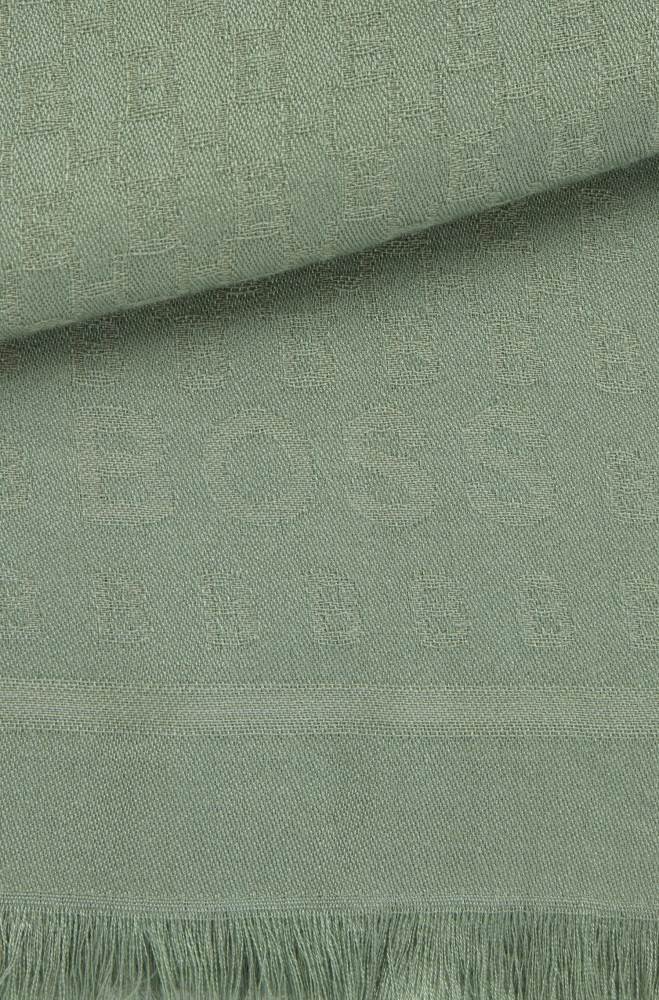 Hugo Boss Monogram-jacquard scarf Lyse Grønn | 4s6iwgEk