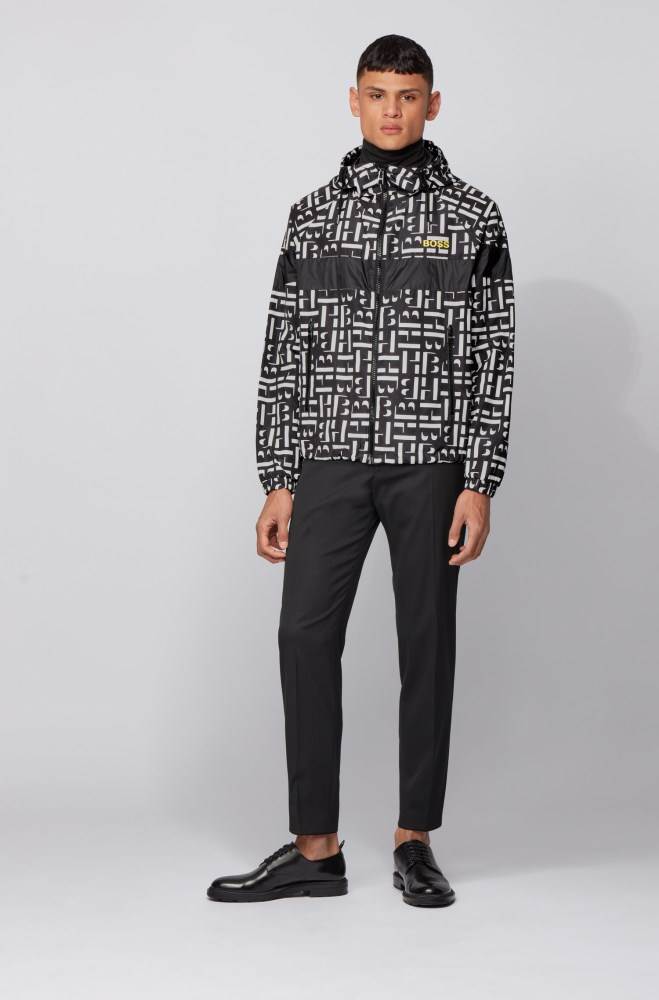 Hugo Boss Monogram-motif jacket Svarte | ZY9OxMox