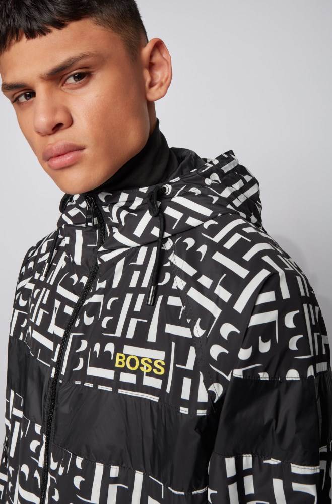 Hugo Boss Monogram-motif jacket Svarte | ZY9OxMox