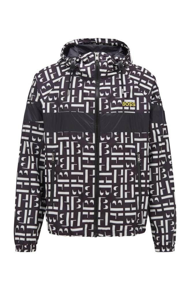 Hugo Boss Monogram-motif jacket Svarte | ZY9OxMox