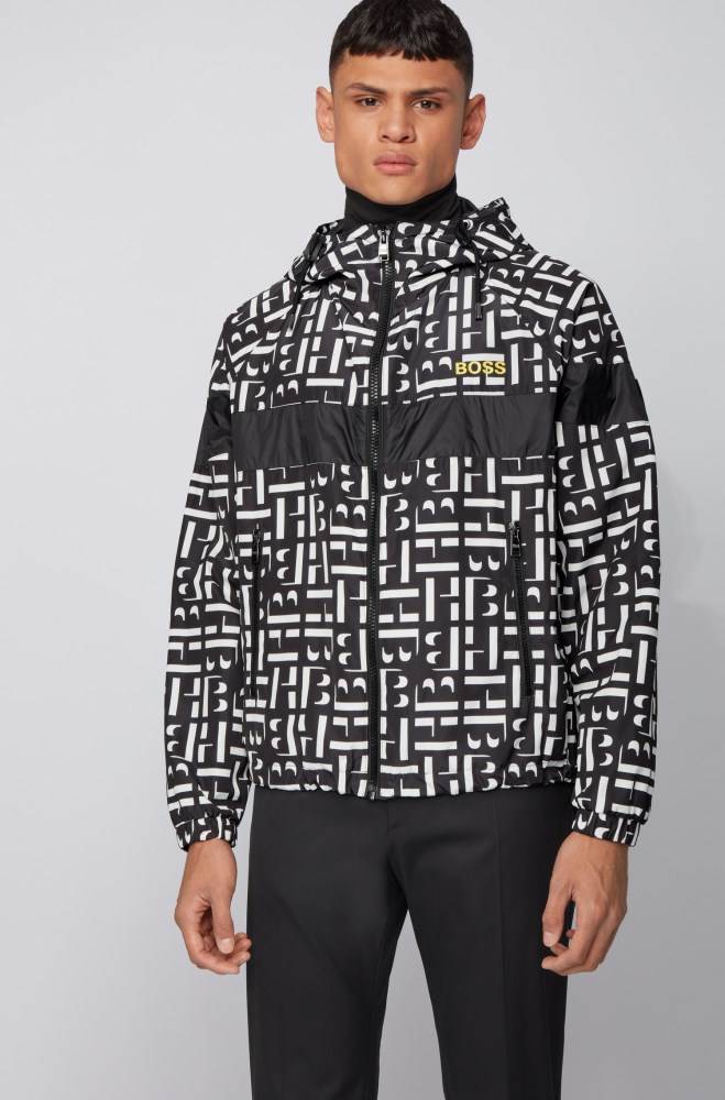 Hugo Boss Monogram-motif jacket Svarte | ZY9OxMox