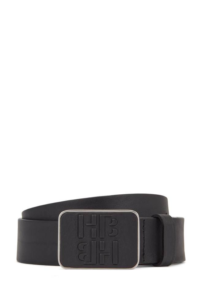 Hugo Boss Monogram-plaque belt Svarte | v57eHuhm