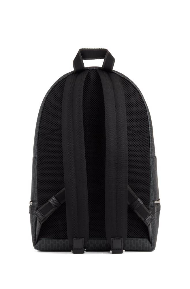 Hugo Boss Monogram-print backpack Svarte | uc7WGniT