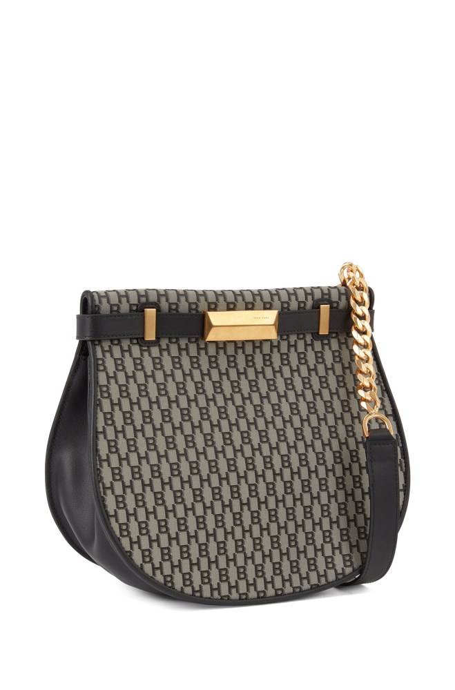 Hugo Boss Monogram-print saddle bag Svarte | JFuomAwq