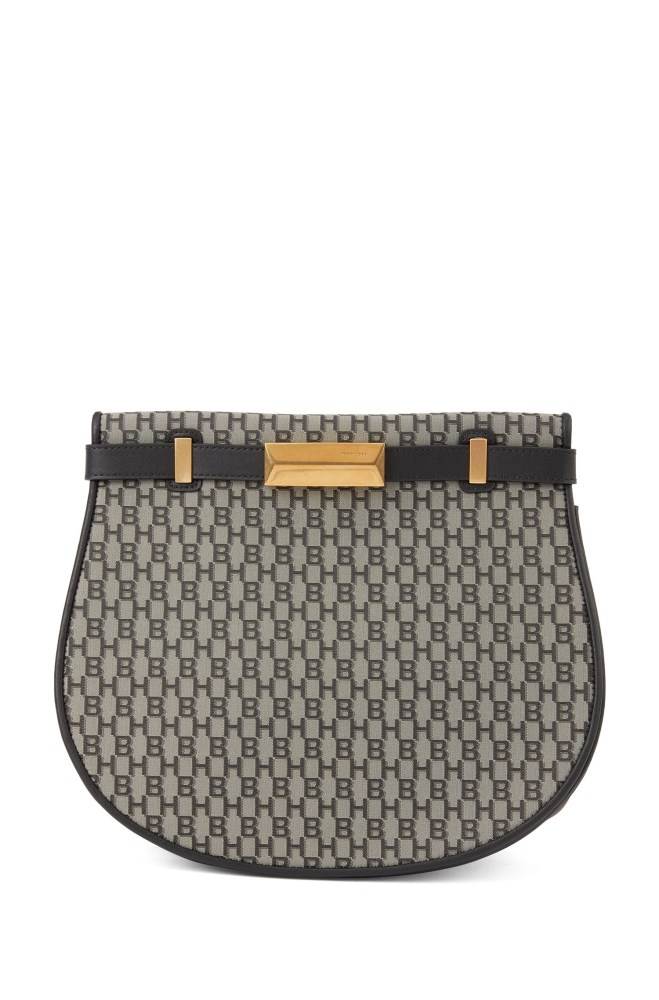 Hugo Boss Monogram-print saddle bag Svarte | JFuomAwq