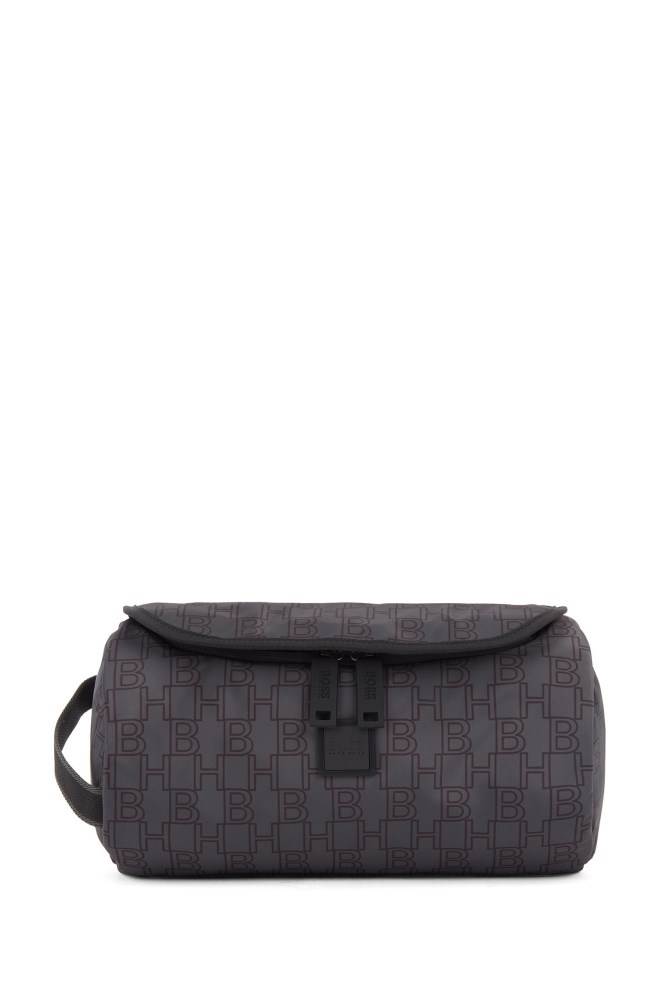 Hugo Boss Monogram-print washbag Mørke Grå | jysPFjbh