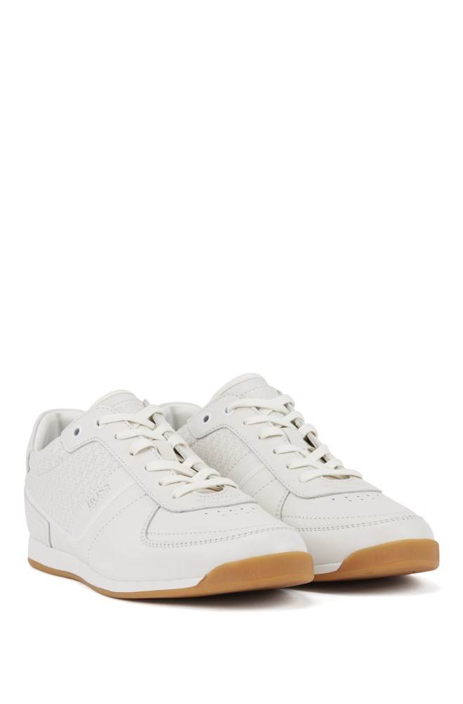 Hugo Boss Nappa-leather trainers Hvite | s5UMRi9s