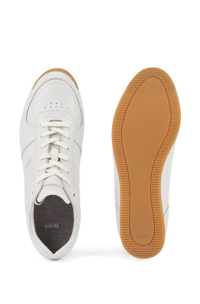 Hugo Boss Nappa-leather trainers Hvite | s5UMRi9s