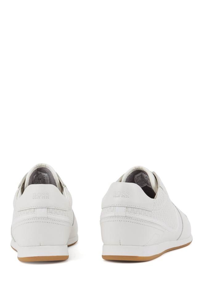 Hugo Boss Nappa-leather trainers Hvite | s5UMRi9s