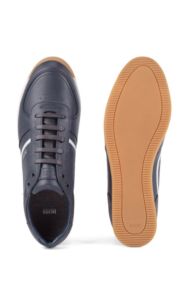 Hugo Boss Nappa-leather trainers Mørke Blå | scBVInlJ