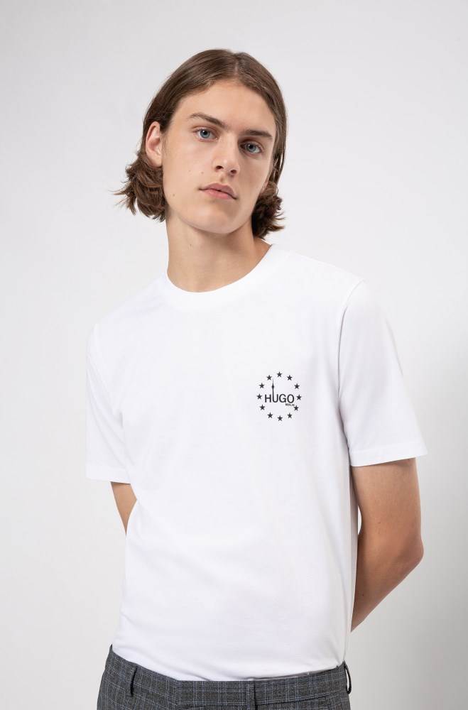 Hugo Boss New-season logo T-shirt Hvite | ONZGlrb6