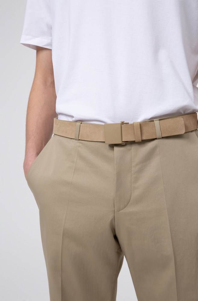 Hugo Boss Nubuck-leather belt Khaki | Rzr5VJie