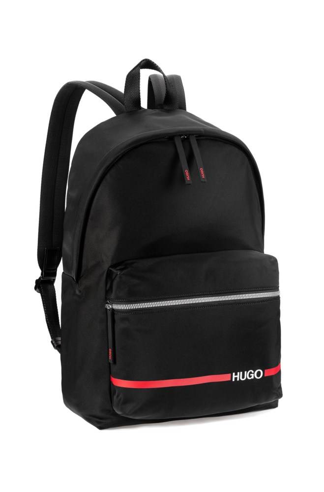 Hugo Boss Nylon gabardine backpack Svarte | P19GqZtS