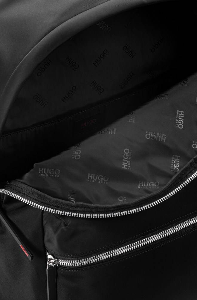 Hugo Boss Nylon gabardine backpack Svarte | P19GqZtS