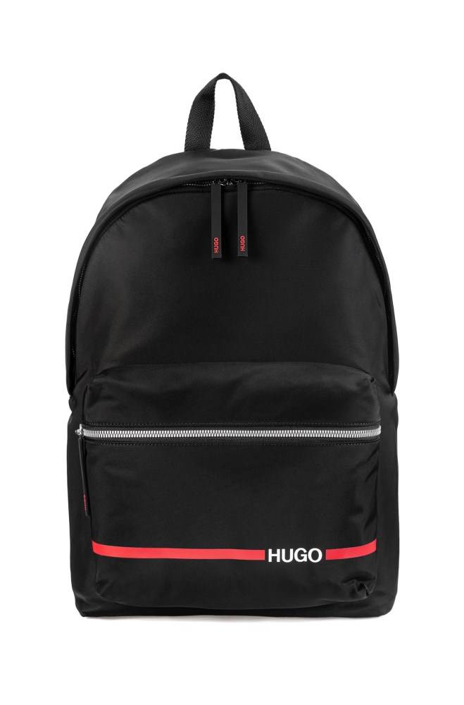 Hugo Boss Nylon gabardine backpack Svarte | P19GqZtS