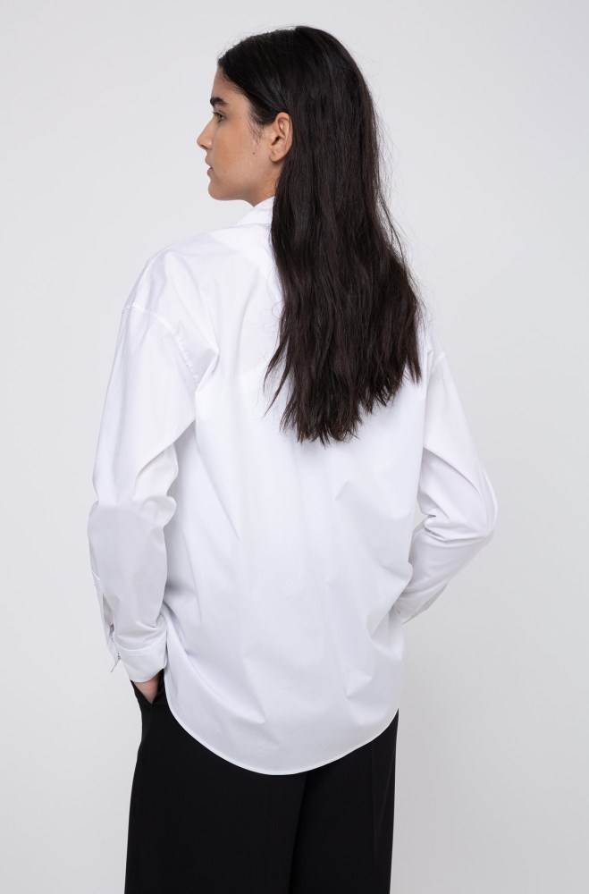 Hugo Boss Oversized-fit blouse Hvite | cfu6NLtx