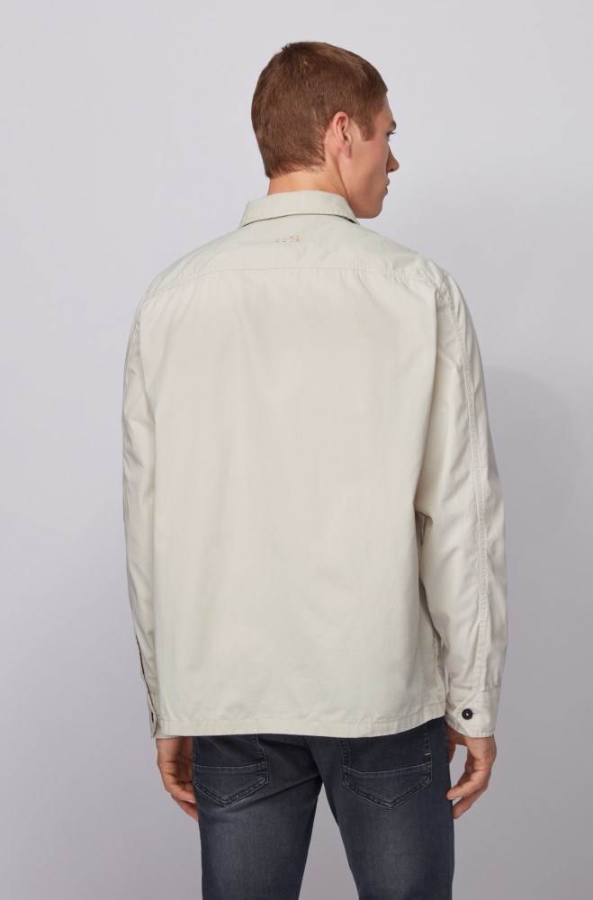 Hugo Boss Oversized-fit overshirt Lyse Beige | mO6O39V6