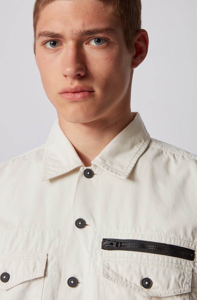 Hugo Boss Oversized-fit overshirt Lyse Beige | mO6O39V6