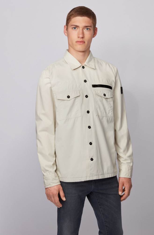 Hugo Boss Oversized-fit overshirt Lyse Beige | mO6O39V6