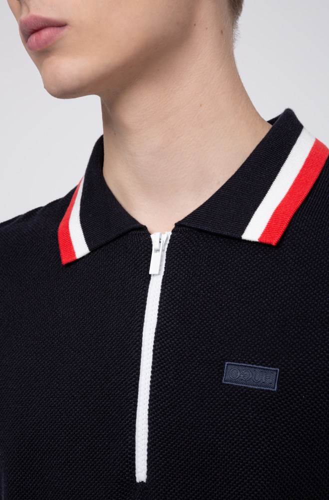 Hugo Boss Oversized-fit polo sweater Mørke Blå | sjiDsHtH