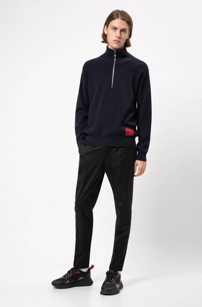 Hugo Boss Ovesized-fit sweater Mørke Blå | JNSQ42XO