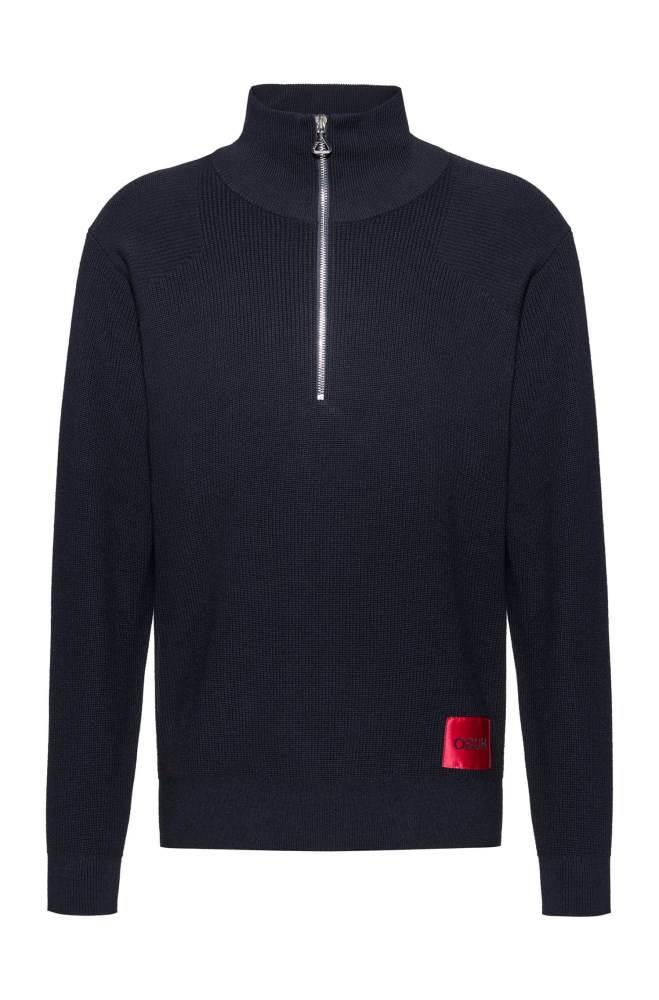 Hugo Boss Ovesized-fit sweater Mørke Blå | JNSQ42XO