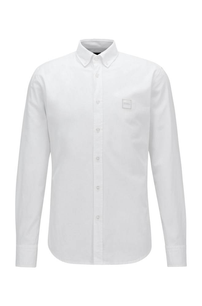 Hugo Boss Oxford-cotton slim-fit shirt Hvite | tUUHrB8g