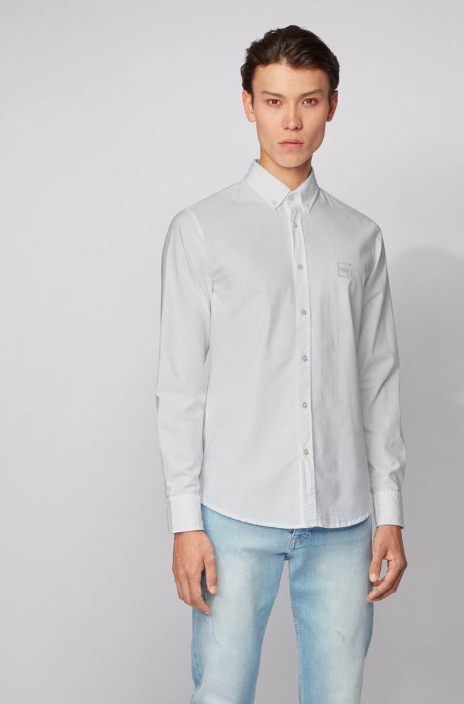 Hugo Boss Oxford-cotton slim-fit shirt Hvite | tUUHrB8g