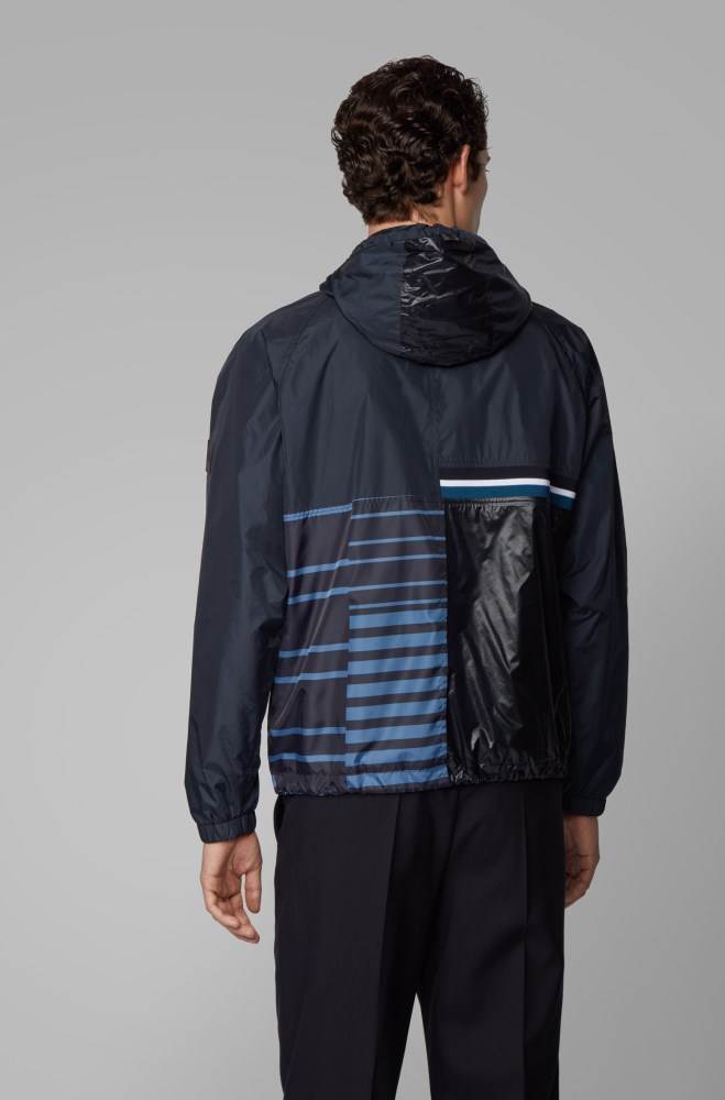 Hugo Boss Packable hooded jacket Mørke Blå | i6vZQKGU