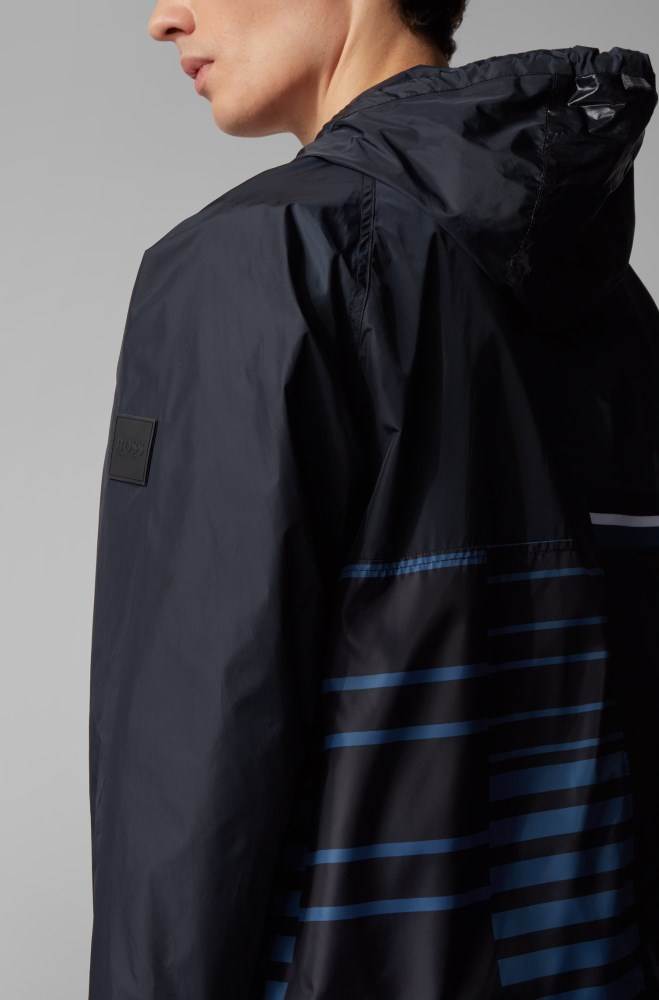 Hugo Boss Packable hooded jacket Mørke Blå | i6vZQKGU