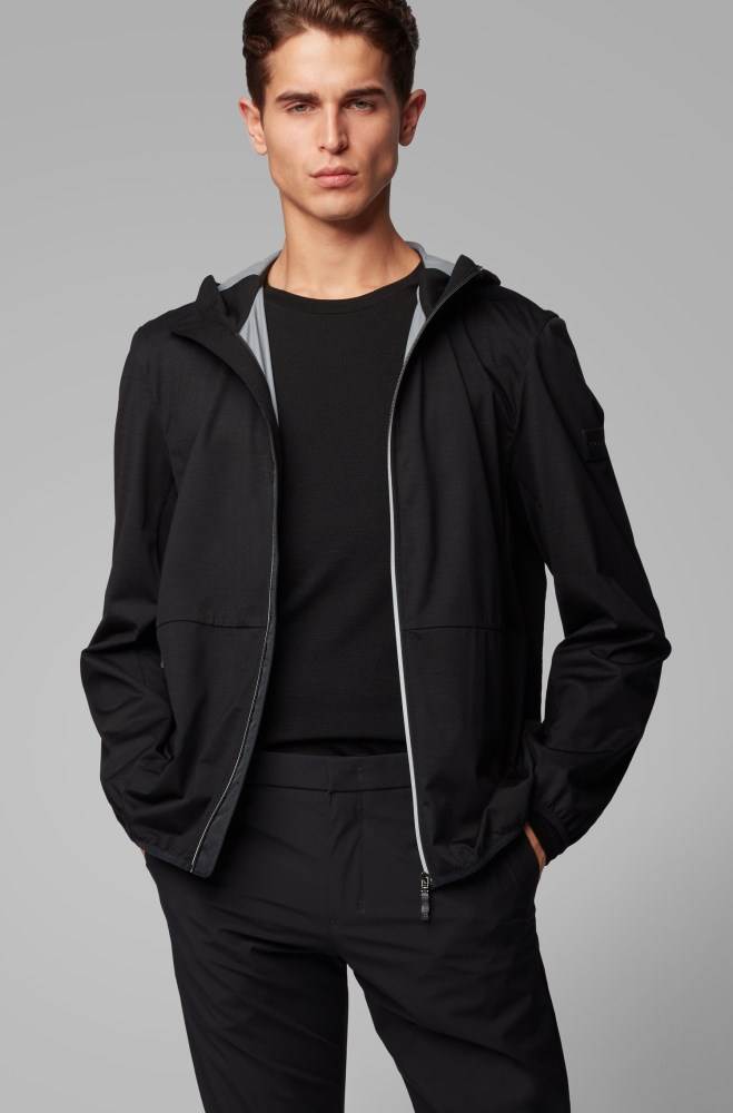 Hugo Boss Packable waterproof jacket Svarte | ovXZPuCM