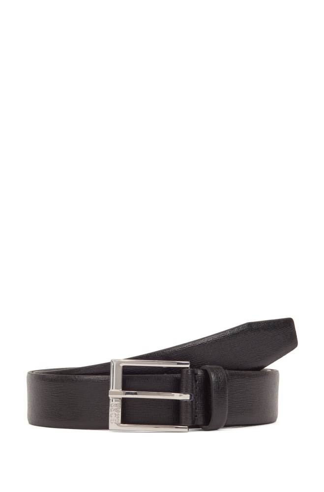 Hugo Boss Palmellato-embossed leather belt Svarte | vJlI1Y5p