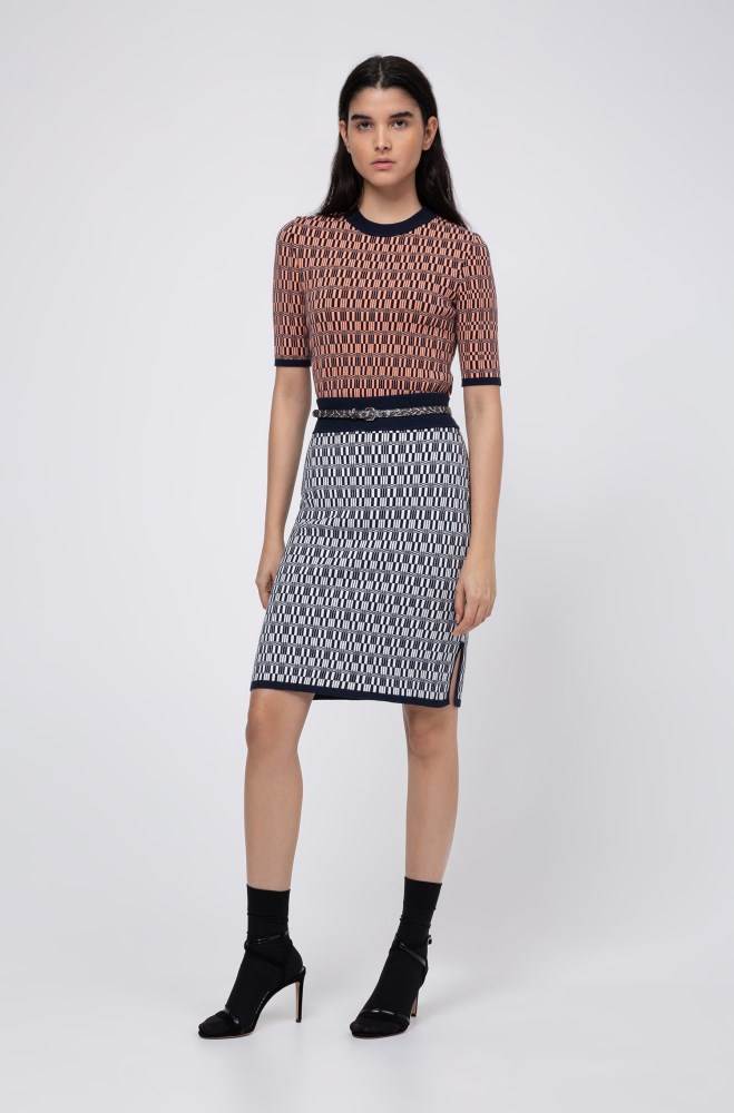 Hugo Boss Patterned knitted pencil skirt Patterned | 5Wp2NADA