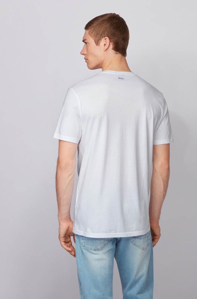 Hugo Boss Pima-cotton T-shirt Hvite | 4rgfKgQJ