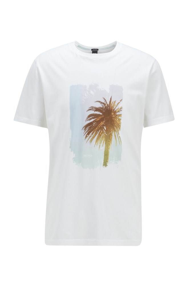 Hugo Boss Pima-cotton T-shirt Hvite | zufLC7Zt