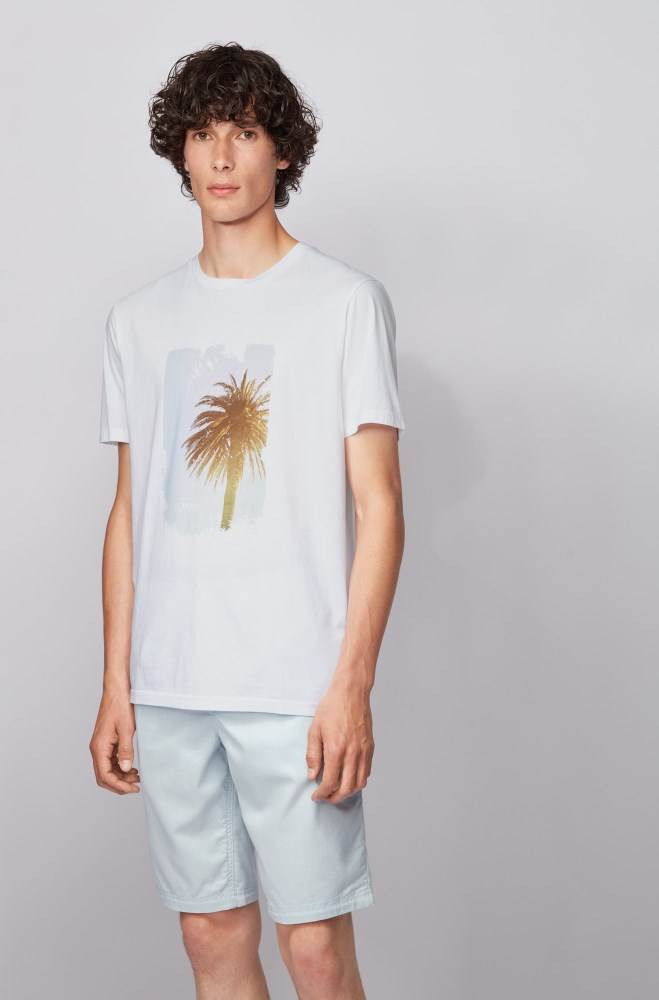 Hugo Boss Pima-cotton T-shirt Hvite | zufLC7Zt